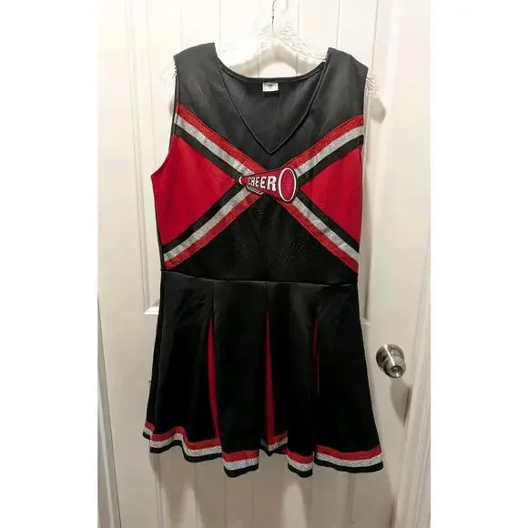 Spirit Halloween Adult Cheerleader Costume Size XL Black Red - Picture 2 of 10